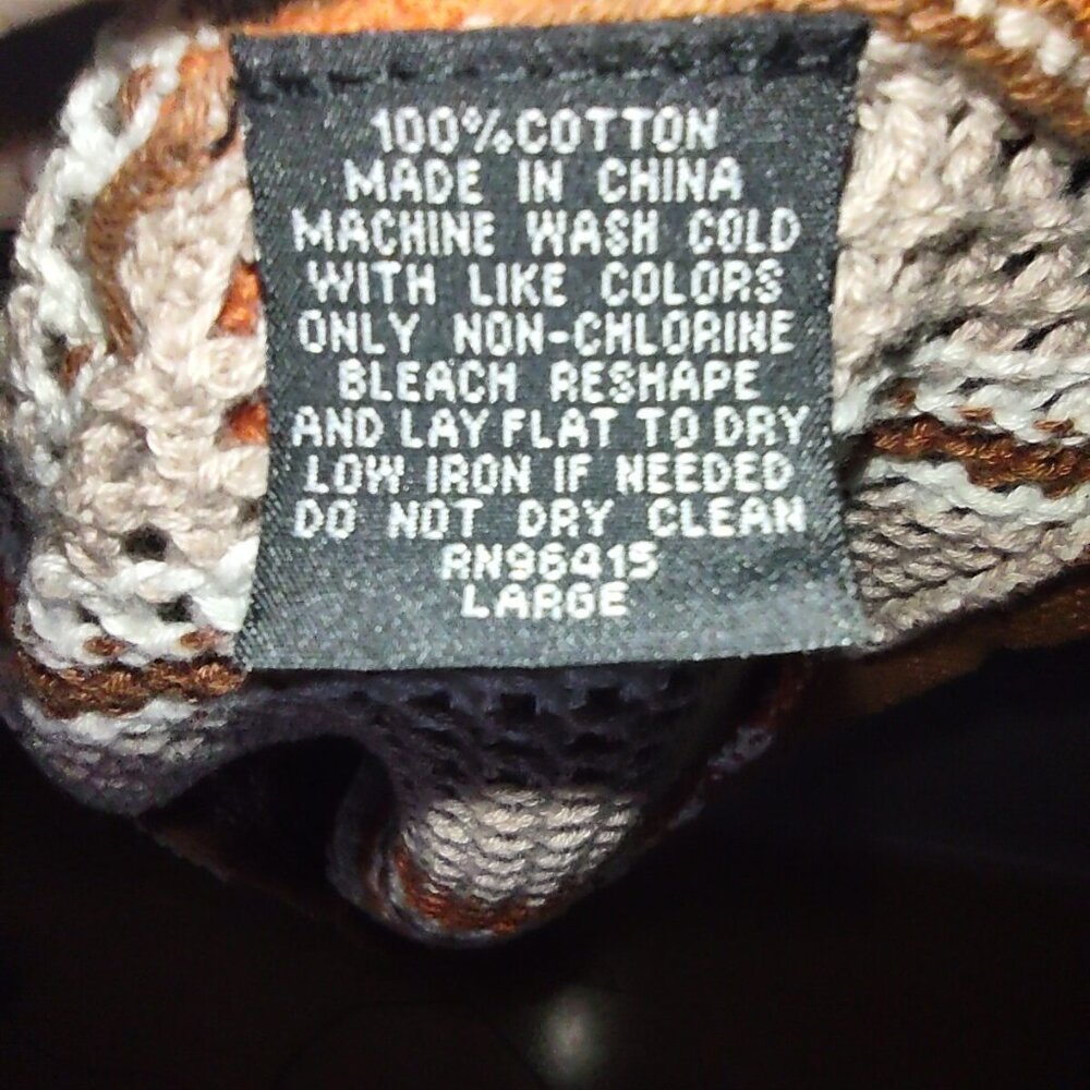 Massive Luxury Edition Crochet Knit Button Shirt Brown, Cream, Rust Stripe L NWT - Picture 7 of 8